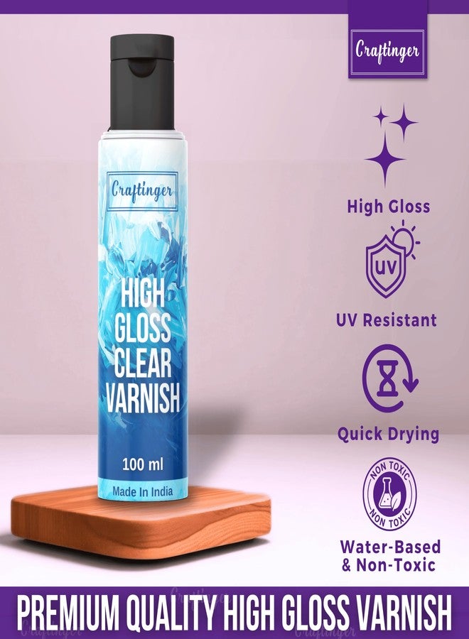 Craftinger ورنيش كرافتينجر شفاف عالي اللمعان 200 مل مع لون أكريليك مجاني 30 مل | غير مصفر وغير سام | لون متعدد الأسطح للقماش والخشب والزجاج وغيرها | مجموعة للبالغين والفنانين والطلاب والهواة - Image 3